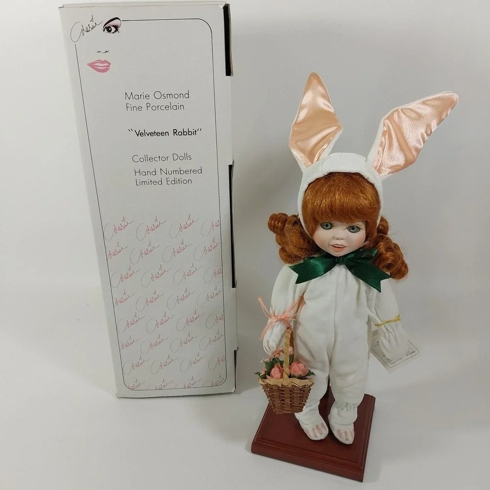 Marie Osmond Velveteen Rabbit Kelly Porcelain Collector Doll Bunny Ears‎ In Box